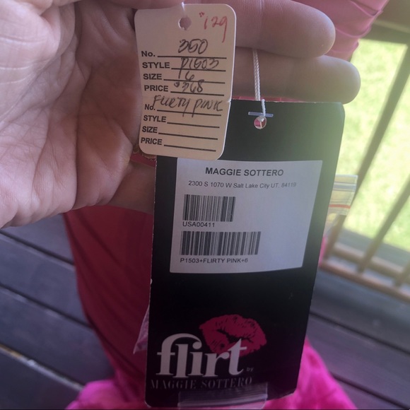 Pink strapless tafetta Maggie Sottero prom dress - Picture 6 of 6